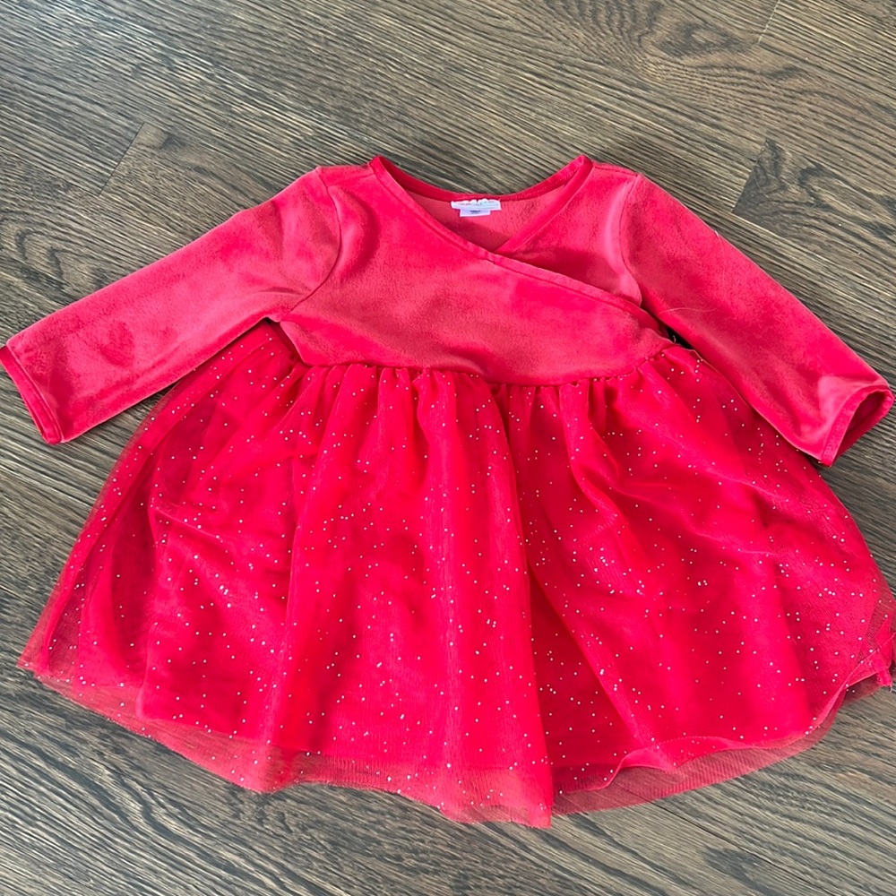 Hanna Andersson red velvet and tulle glitter dress size 60